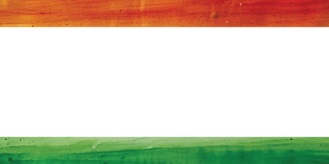 Abstract indian flag theme tricolor watercolor background saffron, orange, kesari, green, independence day, republic day, banner, 15 august, 26 january, Horizontal, Grunge, brush, stroke, vector,