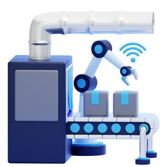 PNG 3D Manufacturing Automation Icon Isolated on a White Background