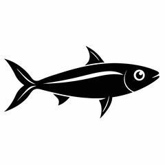 Anchovy Silhouette Illustration on White Background Detailed Vector Design of a Single Fish