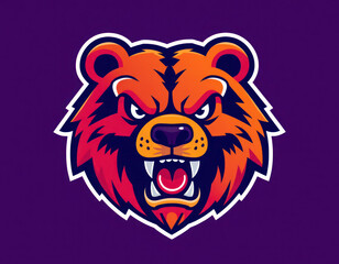 Obraz premium Fierce Grizzly Bear Mascot, Logo Design, Vector Illustration