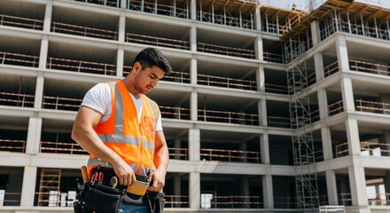 Confident Construction Worker on Site - Building Modern Cityscape with Professionalism