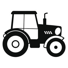 Simple black tractor shows modern agricultural vehicle for farm work