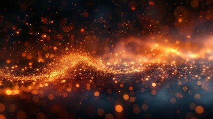 Obraz premium An enchanting abstract background shimmering with golden sparkles and lights, creating a magical atmosphere that evokes feelings of wonder, dreams, and abstract beauty.