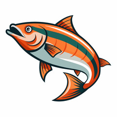 Illustration of a fresh salmon fillet on a clean white background ideal for culinary or food