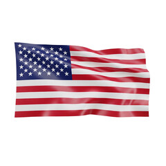 Fototapeta premium Waving American Flag Isolated on White Background