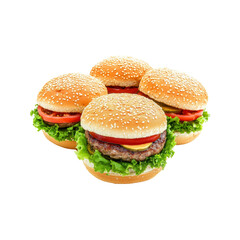 Four Juicy Cheeseburgers with Sesame Seed Buns