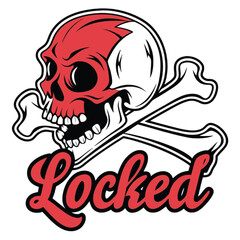 skull locked vintage t-shirt design