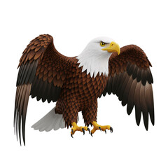 Obraz premium Powerful Bald Eagle Spreading Wings 3D Render