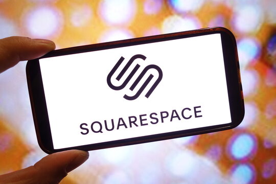 Konskie, Poland - March 04, 2025: Squarespace Inc company logo displayed on mobile phone