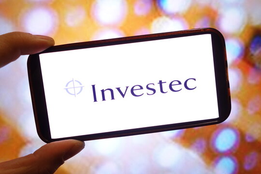 Konskie, Poland - March 04, 2025: Investec company logo displayed on mobile phone