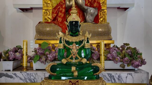 Jade statues inside Shalban Buddhist Monastery temple, Comilla, Bangladesh