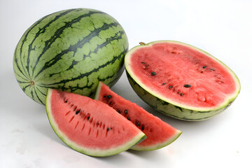 Juicy Watermelon Slices and Whole Fruit Ready for Summer Refreshment