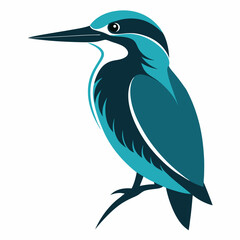 Kingfisher Silhouette Illustration on a White Background Vector Design Featuring a Bird Outline