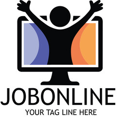 Job Online Success Logo: Modern Minimalist Design for Remote Work, Career Opportunities, and Employment Platforms