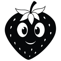 Obraz premium Joyful strawberry character smiles with big, round eyes and tiny seeds