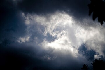 A plane flying through the clouds