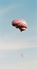 Brain Balloon Ascending in a Blue Sky