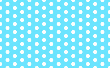White polka dots on a blue background, fabric pattern.