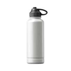 Plain sports water bottle with black cap and ergonomic design for fitness and hydration needs in various activity settings Transparent background or png