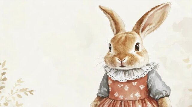 Charming ration of a rabbit wearing a fancy dress, perfect for Easter or birthdays.