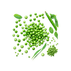 Fresh Green Peas with Leaves -  Vibrant Vegetable Still Life
