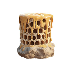 Honeycomb Structure with Dripping Honey - 3D Render