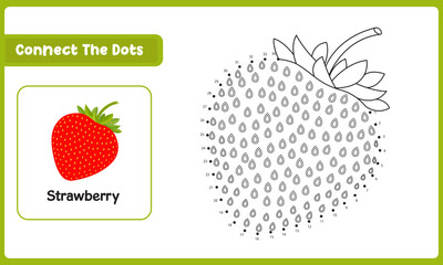 Connect The Dots Strawberry. Dot To Dot Educational Game. Vector Illustration