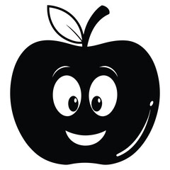 A happy black apple with a leaf smiling brightly in a image