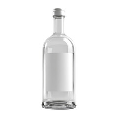 Clear Glass Bottle with Blank Label Ideal for Branding and Product Photography in Studio Setting Transparent background or png