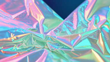 Fototapeta premium Iridescent holographic material creating abstract colorful background