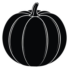 Silhouette of a pumpkin showcasing its classic round shape and detailed stem design