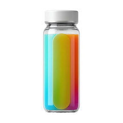 Colorful Gradient Liquid in Transparent Glass Bottle with Screw Cap Ideal for Beverage, Health Drink, or Science Concept Transparent background or png