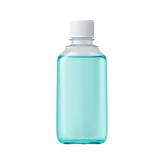 Clear Bottle with Light Blue Liquid Against a Plain Background for Health and Wellness Concepts Transparent background or png