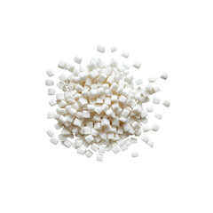 Pile of Small White Sugar Cubes Isolated on Transparent Background