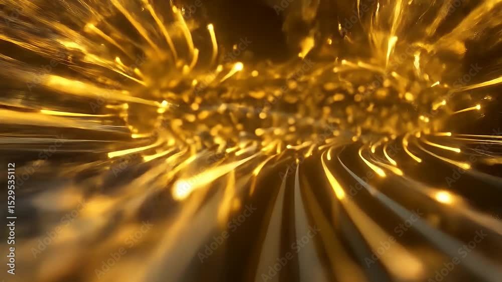 Poster golden light trails in abstract motion background with speeding light streams and lines