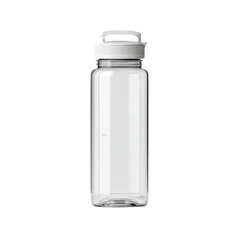 Transparent Plastic Water Bottle with White Screw Cap for Hydration and Outdoor Activities Transparent background or png