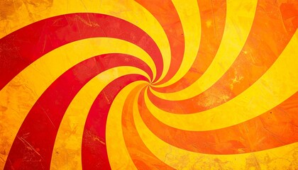 Retro Summer Swirl Background with Bold Yellow and Red Patterns for Vintage Design