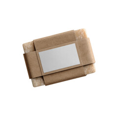 Rustic Package Wrapped in Brown Paper With Blank Label for Customization or Branding Use in Creative Projects Transparent background or png