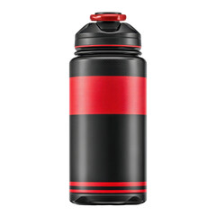 Stylish Black and Red Sports Water Bottle for Active Lifestyle and Hydration during Outdoor Activities and Workouts Transparent background or png