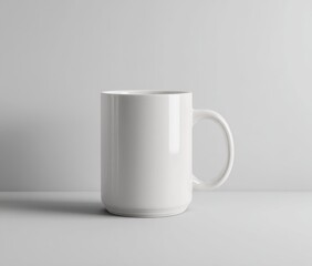 Fototapeta premium Blank white mug on a light gray surface