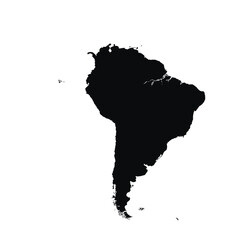 Map of South America, sign silhouette. World Map Globe. Vector Illustration isolated on white background. Latin American continent
