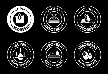 Water absorbent icon set, Water drop absorb sign symbol