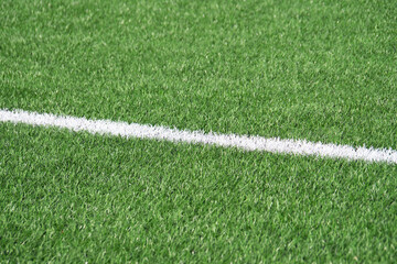 Vibrant green field with crisp white line invites play and competition