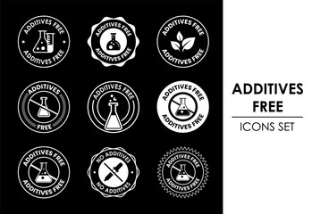 Obraz premium Additives free icon set. No additives symbol for food packaging