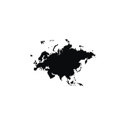 Map of Eurasia, sign silhouette. World Map Globe. Vector Illustration isolated on white background. Europe and Asia continent.