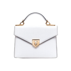 Elegant White Leather Top-Handle Satchel Handbag with Gold Hardware
