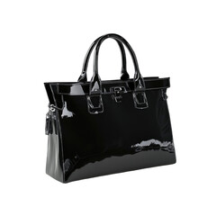 Elegant Black Patent Leather Tote Bag for Women
