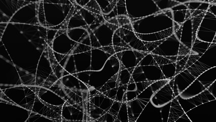 Abstract background with connecting dots and lines. Neural connections. Network connection structure. Weave effect. 3D Abstract illustration.