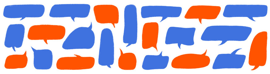 Crayon Speech Bubble Frame. Vector Chalk Talk Balloon. Colorful Dialog Chat Illustrations