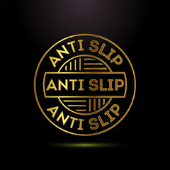 Anti slip icon design illustration. Non slip safety icon, Slip prevention sign symbol in gold color style